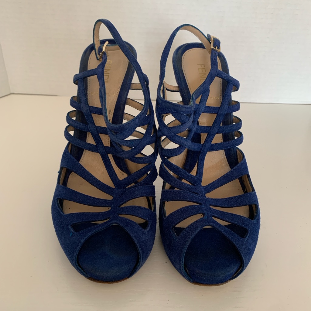 Fendi Royal Blue Strappy Heels